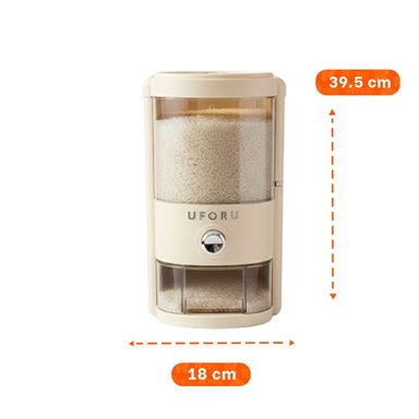 PACK4 DISPENSADOR DE COLOR CREMA Y TRANSPARENTE 10L DE GRANOS PARA MANTENER FRESCO - 4