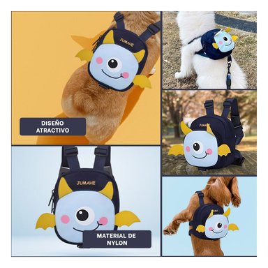 MOCHILA PEQUEÑA PARA MASCOTA COLOR AZUL DE MURCIELAGO DE MODELO FINO - 5