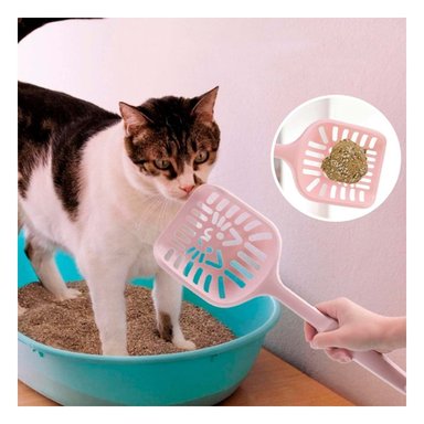 HERRAMIENTA PARA LIMPIEZA DE ARENA CARA DE GATO ROSADO PASTEL Y+REGALO STICKER - 5