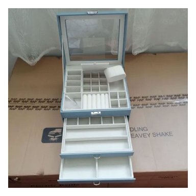 PACK4 CAJA ORGANIZADORA CELESTE ACERO PARA JOYERO 3 NIVELES RESISTENTE - 3
