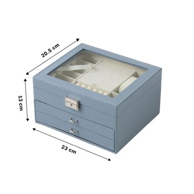 PACK4 CAJA ORGANIZADORA CELESTE ACERO PARA JOYERO 3 NIVELES RESISTENTE - 4
