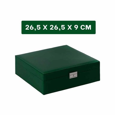 ORGANIZADOR MANUAL VERDE OSCURO PARA JOYERO 2 NIVELES FACIL CONFIABLE UTIL Y+PAPEL REGALO - 4