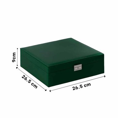 PACK6 CAJA ORGANIZADORA COMPACTA VERDE OSCURO PARA JOYERO 2 NIVELES COMODA UTIL Y+PAPEL REGALO - 4