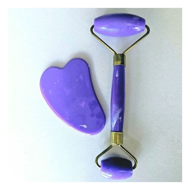 HERRAMIENTA FACIAL SET DE 2 MORADO DE PLASTICO PARA ESTIMULAR CIRCULACION Y+LIGAS REGALO - 2