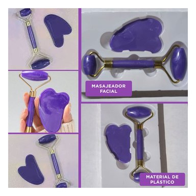 HERRAMIENTA FACIAL SET DE 2 MORADO DE PLASTICO PARA ESTIMULAR CIRCULACION Y+LIGAS REGALO - 5