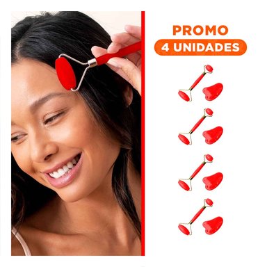 PACK4 REJUVENECEDOR FACIAL DE PLASTICO ROJO PARA MASAJE Y ESTIMULACION DIARIA Y+REGALO STICKER - 1