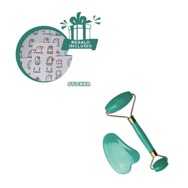 RODILLO FACIAL SET DE 2 VERDE AGUA DE PLASTICO QUE MEJORA CIRCULACION Y+REGALO STICKER - 1
