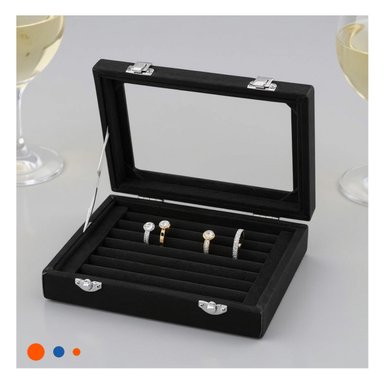 PACK6 BANDEJA FUNCIONAL DE 7 RANURAS PARA ANILLOS NEGRO CON TAPA DESLIZANTE Y+PAPEL REGALO - 2