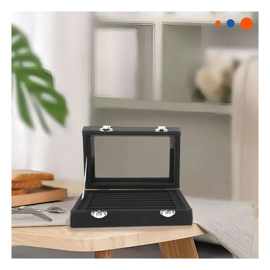 PACK6 BANDEJA FUNCIONAL DE 7 RANURAS PARA ANILLOS NEGRO CON TAPA DESLIZANTE Y+PAPEL REGALO - 5
