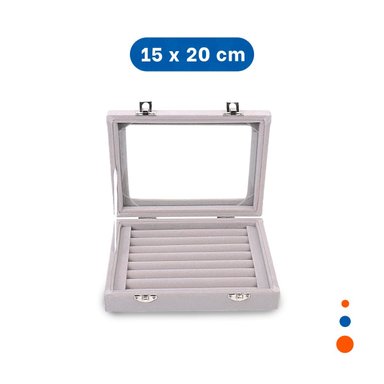 PACK12 DISPLAY MODERNO DE 7 RANURAS PARA ANILLOS PLOMO CON BASE REFORZADA Y+PAPEL REGALO - 4