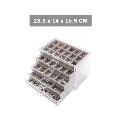 ORGANIZADOR 5 NIVELES PLOMO DE TERCIOPELO Y ACRILICO PARA COLLARES Y PULSERAS - 4