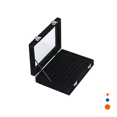 PACK6 DISPLAY ELEGANTE DE 7 RANURAS PARA ANILLOS NEGRO CON SEPARADORES Y+REGALO STICKER - 2
