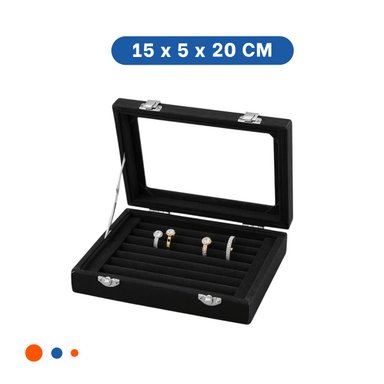 PACK6 DISPLAY ELEGANTE DE 7 RANURAS PARA ANILLOS NEGRO CON SEPARADORES Y+REGALO STICKER - 4