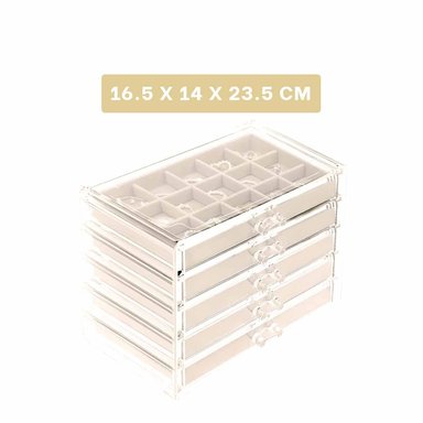 ORGANIZADOR 5 NIVELES TERCIOPELO Y ACRILICO BEIGE FACIL DE COLOCAR Y MANTENER Y+PAPEL REGALO - 4
