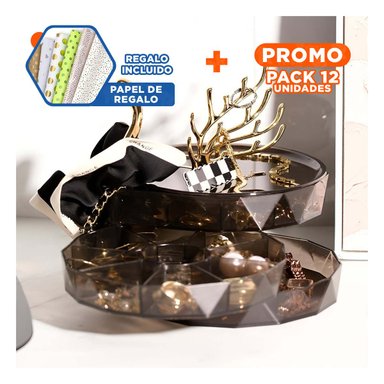 PACK12 ESTANTE 3 NIVELES MARRON TRANSPARENTE PRACTICO Y ELEGANTE Y+PAPEL REGALO - 1
