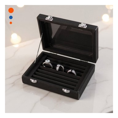 PACK6 BANDEJA RESISTENTE DE 7 RANURAS PARA ANILLOS NEGRO CON ACABADO PREMIUM - 3