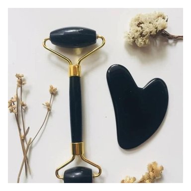 HERRAMIENTA FACIAL SET DE 2 NEGRO DE PLASTICO QUE RELAJA MUSCULOS Y CONFORT Y+REGALO STICKER - 5