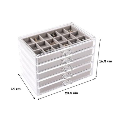 ORGANIZADOR 5 NIVELES PLOMO TERCIOPELO Y ACRILICO RESISTENTE Y COMODO PARA JOYAS Y+LIGAS REGALO - 4