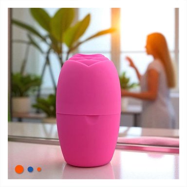 CONTENEDOR PARA RODILLO FACIAL DE HIELO FUCSIA RESISTENTE Y ELEGANTE Y+REGALO STICKER - 2