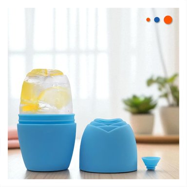CONTENEDOR PARA RODILLO FACIAL CELESTE FUNCIONAL Y ELEGANTE PARA CUIDADO FACIAL Y+POST IT - 2
