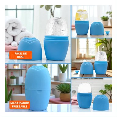 CONTENEDOR PARA RODILLO FACIAL CELESTE FUNCIONAL Y ELEGANTE PARA CUIDADO FACIAL Y+POST IT - 5