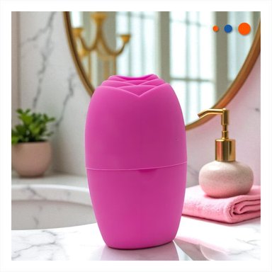 CONTENEDOR PARA RODILLO FACIAL DE HIELO FUCSIA ELEGANTE Y MODERNO PARA GUARDAR ACCESORIOS - 2