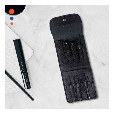 PACK4 KIT MODERNO 12 PIEZAS MANICURE Y PEDICURE NEGRO RESISTENTE Y FUNCIONAL Y+PAPEL REGALO - 5