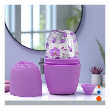 CONTENEDOR PARA RODILLO FACIAL LILA PRACTICO Y COMPACTO PARA MANTENER FRIO Y+PAPEL REGALO - 5