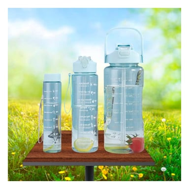 PACK6 JARRA TRIO TRANSPARENTE CELESTE CLARO MANTIENE BEBIDAS FRIAS Y CALIENTES Y+REGALO STICKER - 5