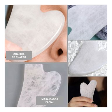 MODELO GUA SHA DE CUARZO PARA ROSTRO EN TONALIDAD BLANCO - 5