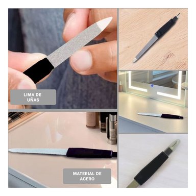 PULIDOR RESISTENTE DE UÑAS CON SACA CUTICULAS NEGRO Y PLATEADO Y+POST IT - 1