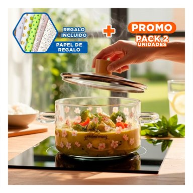 PACK2 CONTENEDOR TERMORESISTENTE PARA COCINA Y SERVICIO 1,8L TRANSPARENTE Y+PAPEL REGALO - 1