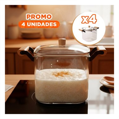 PACK4 CALDERO DE COCINA PARA PREPARACIONES ABUNDANTES 5500ML TRANSPARENTE - 1