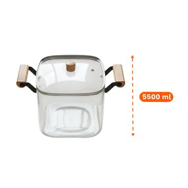 PACK4 CALDERO DE COCINA PARA PREPARACIONES ABUNDANTES 5500ML TRANSPARENTE - 4