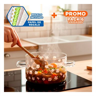 PACK6 HERVIDOR COMPACTO PARA COCINA DOMESTICA 1,8L TRANSPARENTE Y+PAPEL REGALO - 1
