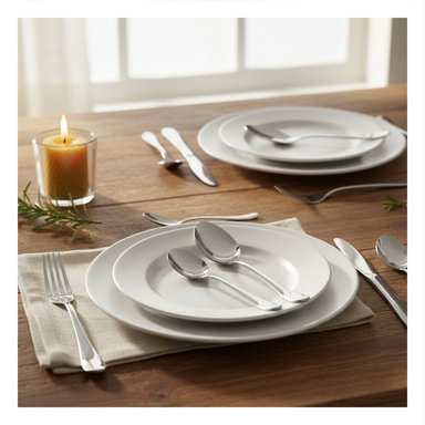 KIT DE CUBIERTOS PARA COMEDOR FAMILIAR CON CAJA PLATEADO Y+LIGAS REGALO - 1