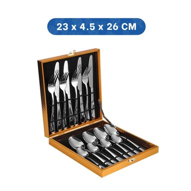 KIT DE CUBIERTOS PARA COMEDOR FAMILIAR CON CAJA PLATEADO Y+LIGAS REGALO - 4