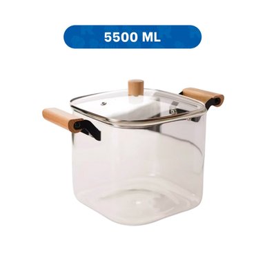 PACK4 CALDERO FUNCIONAL CON MANGO DE MADERA NATURAL 5500ML TRANSPARENTE Y+PAPEL REGALO - 4