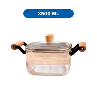 PACK2 HERVIDOR CON TAPA DE BOROSILICATO Y ASA DE MADERA 3500ML TRANSPARENTE - 4