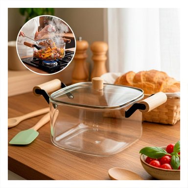 PACK2 HERVIDOR CON TAPA DE BOROSILICATO Y ASA DE MADERA 3500ML TRANSPARENTE - 5