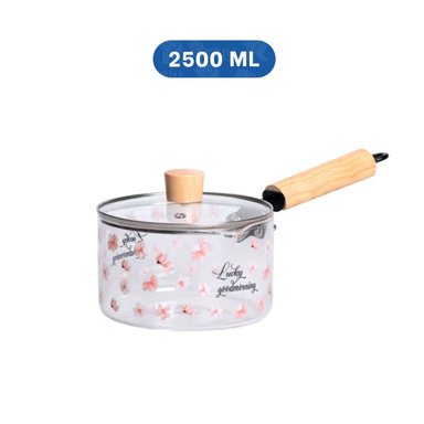 PACK2 CALDERO DE VIDRIO CON DECORACION FLORAL Y MANGO LARGO TRANSPARENTE FLORES - 4