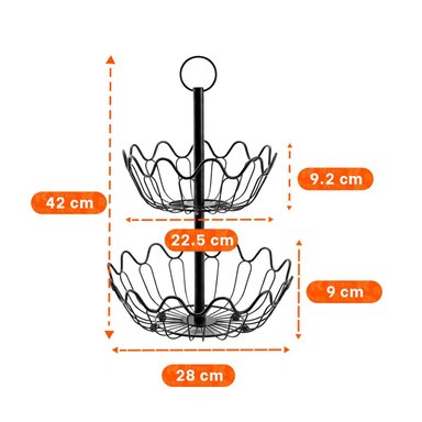 PORTA FRUTAS CIRCULAR DE 2 NIVELES CON ONDAS COLOR NEGRO - 4