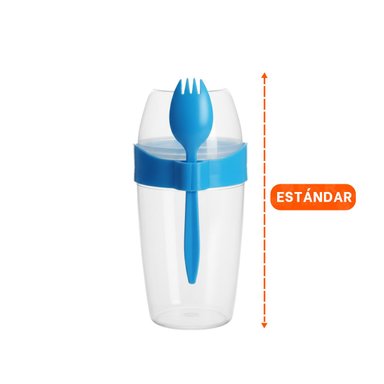 PACK2 TAZA YOGURERA 2 EN 1 CON CUBIERTO GRANDE AZUL PARA TRANSPORTE FACIL Y+PAPEL REGALO - 4