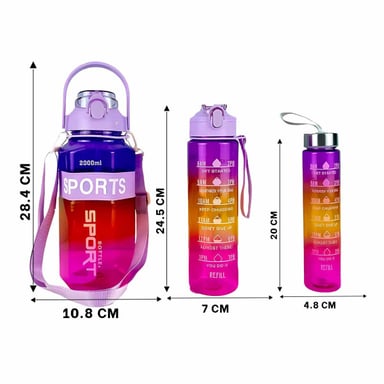 BOTELLA TRIO TRANSPARENTE MORADO ROJO Y FUCSIA DOBLE PARED CONSERVA Y+POST IT - 4