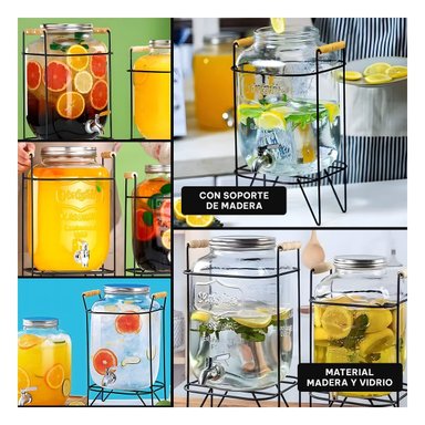 JARRA TRANSPARENTE 5 L CON BASE METALICA NEGRA PARA BEBIDAS CASERAS Y+POST IT - 1