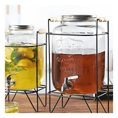 JARRA TRANSPARENTE 5 L CON BASE METALICA NEGRA PARA BEBIDAS CASERAS Y+POST IT - 2
