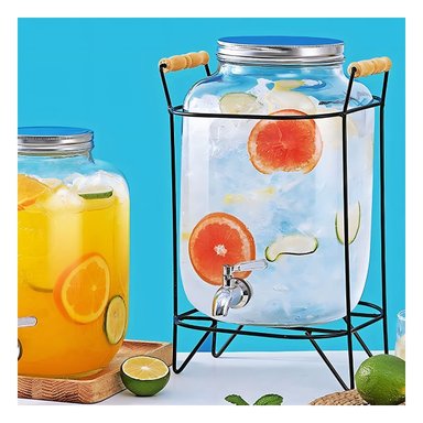 JARRA TRANSPARENTE 5 L CON BASE METALICA NEGRA PARA BEBIDAS CASERAS Y+POST IT - 3