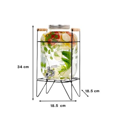 JARRA TRANSPARENTE 5 L CON BASE METALICA NEGRA PARA BEBIDAS CASERAS Y+POST IT - 4