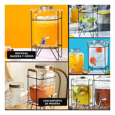 JARRA TRANSPARENTE 5 L CON BASE METALICA NEGRA PARA BEBIDAS CASERAS Y+POST IT - 5