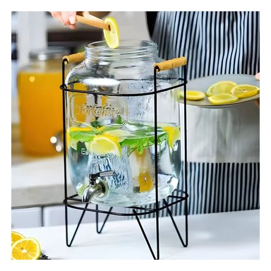 PACK4 DISPENSADOR TRANSPARENTE 5 L CON BASE METALICA NEGRA PARA AUTOSERVICIO Y+PAPEL REGALO - 2